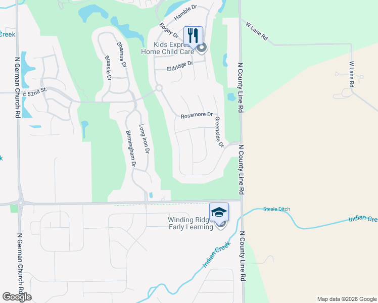 map of restaurants, bars, coffee shops, grocery stores, and more near 4913 Dunlin Drive in Indianapolis