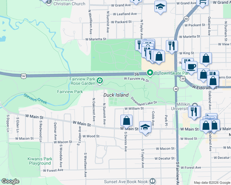 map of restaurants, bars, coffee shops, grocery stores, and more near 498 North Summit Avenue in Decatur