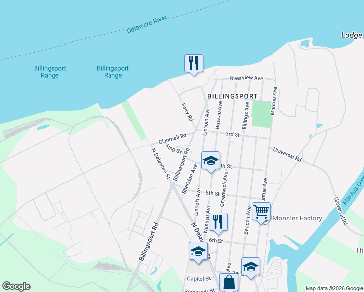 map of restaurants, bars, coffee shops, grocery stores, and more near 357 Billingsport Road in Paulsboro