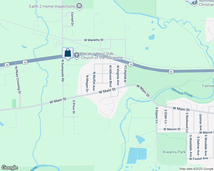 map of restaurants, bars, coffee shops, grocery stores, and more near 3300-3398 West Main Street in Decatur
