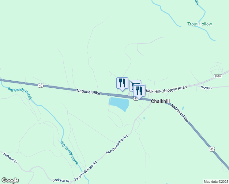 map of restaurants, bars, coffee shops, grocery stores, and more near 2915 National Pike in Uniontown