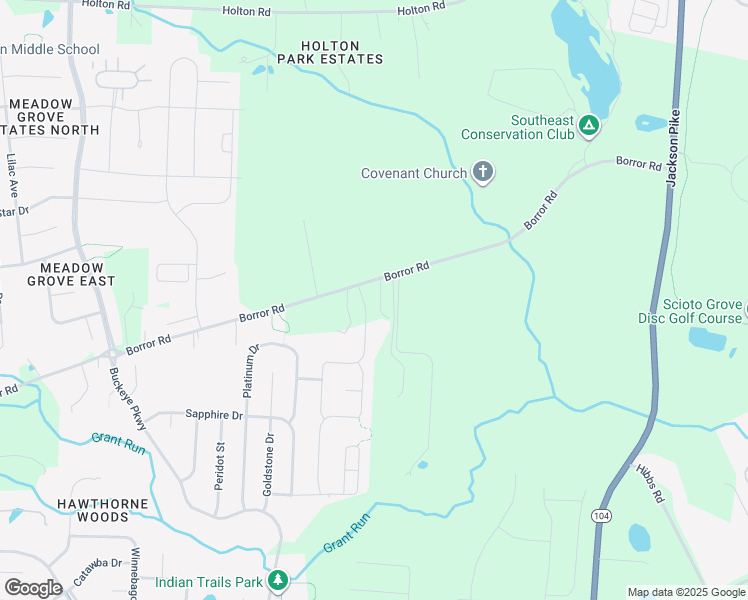 map of restaurants, bars, coffee shops, grocery stores, and more near 1379 Borror Road in Grove City