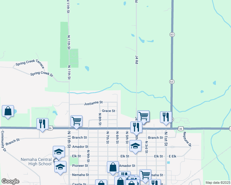 map of restaurants, bars, coffee shops, grocery stores, and more near 1000-1014 North 6th Street in Seneca