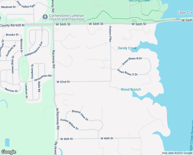 map of restaurants, bars, coffee shops, grocery stores, and more near 8920 West 52nd Street in Indianapolis
