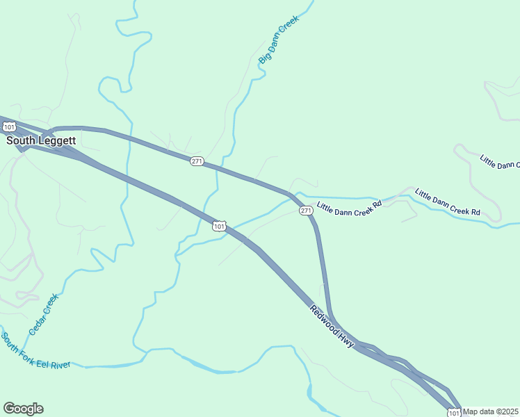 map of restaurants, bars, coffee shops, grocery stores, and more near 65260 South Leggett in Leggett