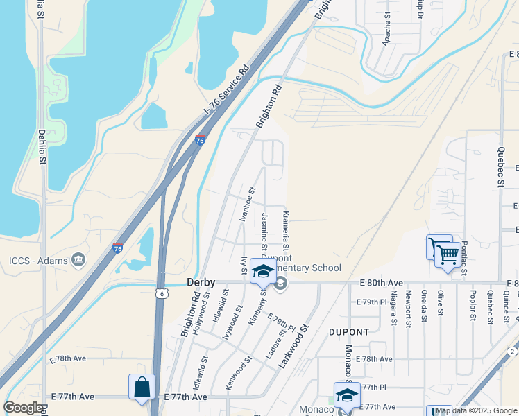 map of restaurants, bars, coffee shops, grocery stores, and more near 8250 Jasmine Street in Commerce City