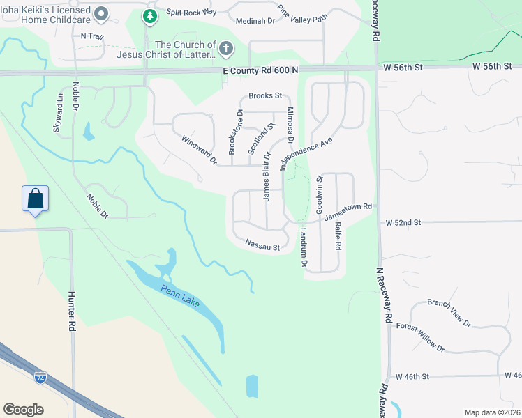 map of restaurants, bars, coffee shops, grocery stores, and more near 5597 Wythe Lane in Indianapolis