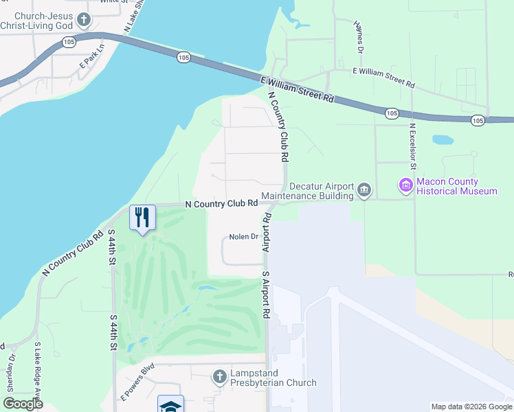 map of restaurants, bars, coffee shops, grocery stores, and more near 273-277 North Country Club Road in Decatur