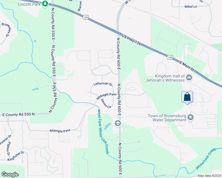 map of restaurants, bars, coffee shops, grocery stores, and more near 418 Letterman Drive in Brownsburg