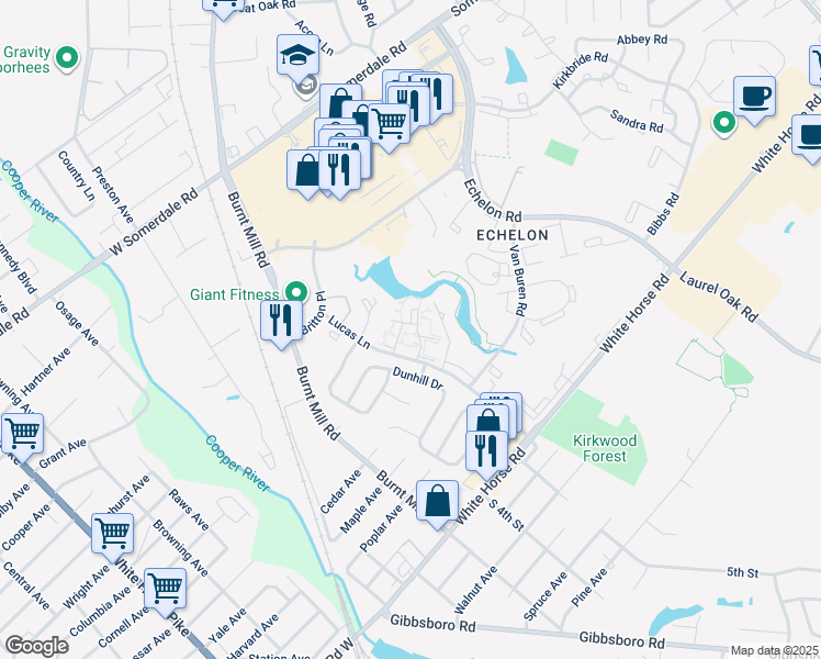 map of restaurants, bars, coffee shops, grocery stores, and more near 4207 Babe Court in Voorhees Township