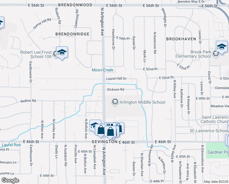 map of restaurants, bars, coffee shops, grocery stores, and more near 6028 Dickson Road in Indianapolis