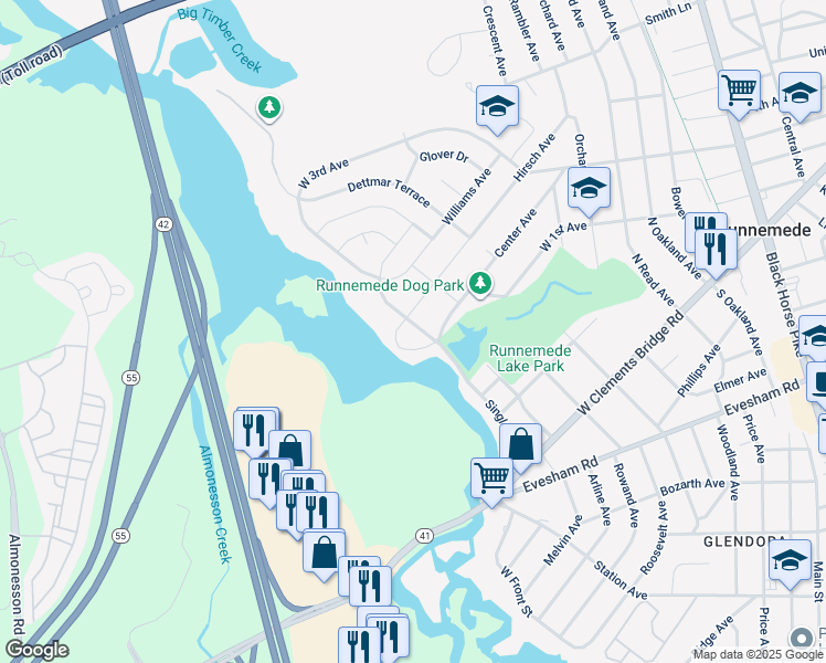 map of restaurants, bars, coffee shops, grocery stores, and more near 809 Hirsch Avenue in Runnemede