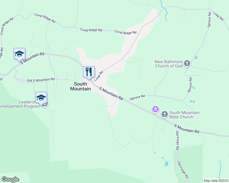 map of restaurants, bars, coffee shops, grocery stores, and more near 10785 South Mountain Road in Fayetteville