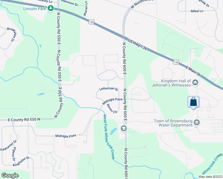 map of restaurants, bars, coffee shops, grocery stores, and more near 418 Letterman Drive in Brownsburg