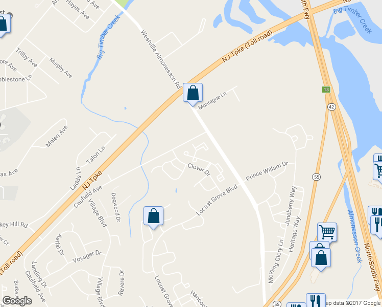 map of restaurants, bars, coffee shops, grocery stores, and more near 601 Steeplechase Court in Deptford
