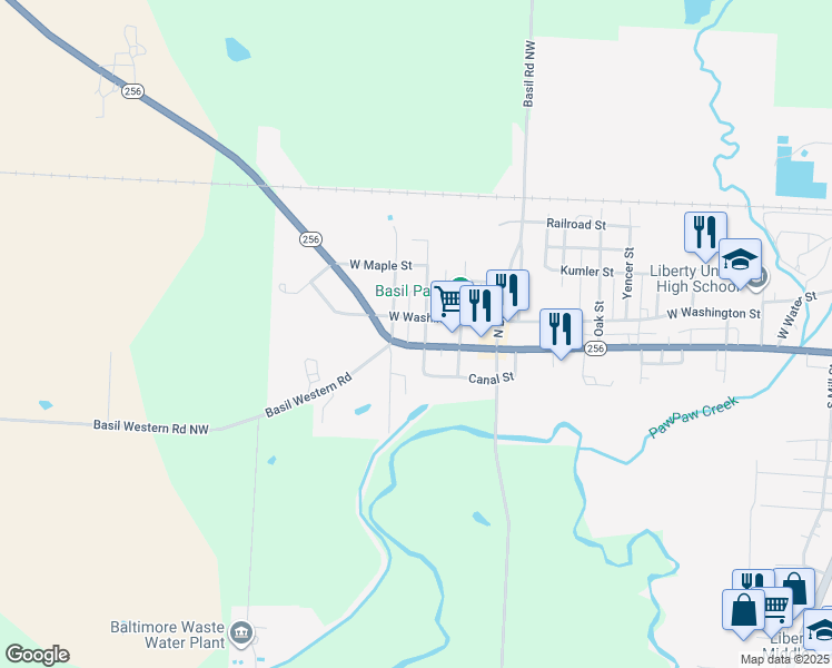 map of restaurants, bars, coffee shops, grocery stores, and more near 109 North Liberty Street in Baltimore