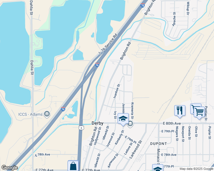 map of restaurants, bars, coffee shops, grocery stores, and more near 8211 East 82nd Avenue in Commerce City