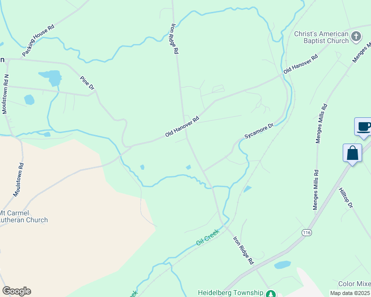 map of restaurants, bars, coffee shops, grocery stores, and more near 764 Iron Ridge Road in Spring Grove