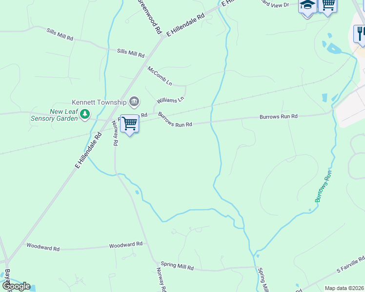 map of restaurants, bars, coffee shops, grocery stores, and more near 812 Burrows Run Road in Chadds Ford