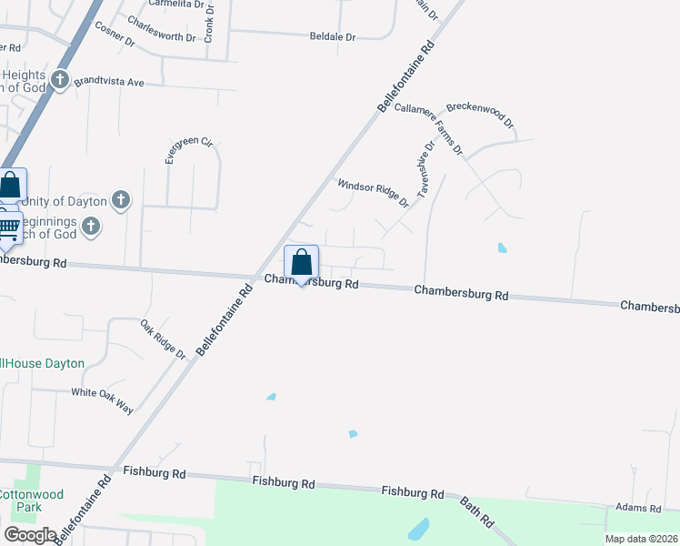 map of restaurants, bars, coffee shops, grocery stores, and more near 7310 Bostelman Place in Dayton