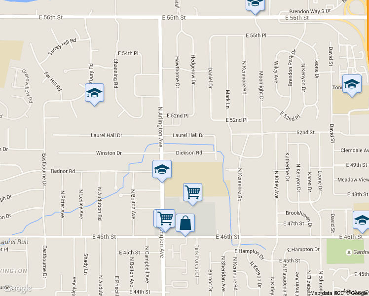 map of restaurants, bars, coffee shops, grocery stores, and more near 6058 Dickson Road in Indianapolis