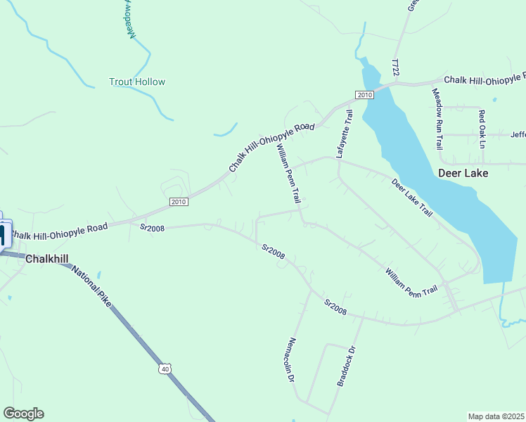 map of restaurants, bars, coffee shops, grocery stores, and more near 213 Chestnut Lane in Ohiopyle
