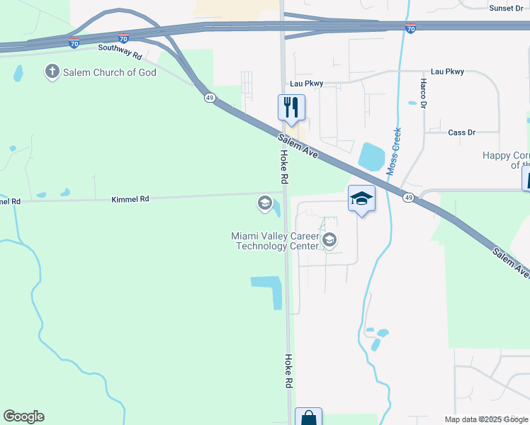 map of restaurants, bars, coffee shops, grocery stores, and more near 6801 Hoke Road in Clayton