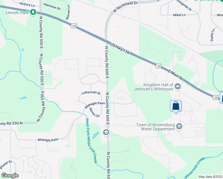 map of restaurants, bars, coffee shops, grocery stores, and more near 5705 Autumn Trail in Brownsburg
