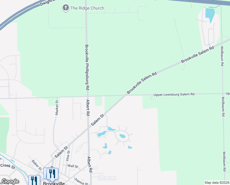 map of restaurants, bars, coffee shops, grocery stores, and more near 9791 Upper Lewisburg Salem Road in Brookville