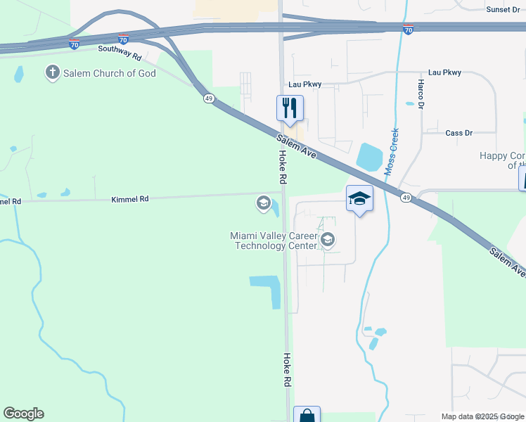 map of restaurants, bars, coffee shops, grocery stores, and more near 6801 Hoke Road in Clayton