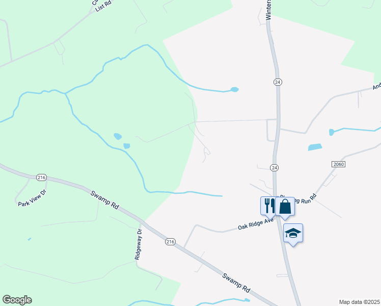 map of restaurants, bars, coffee shops, grocery stores, and more near 4150 Sycamore Lane in Red Lion