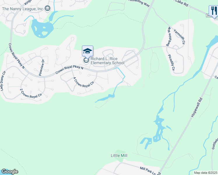 map of restaurants, bars, coffee shops, grocery stores, and more near 20 Queen Anne Court in Evesham