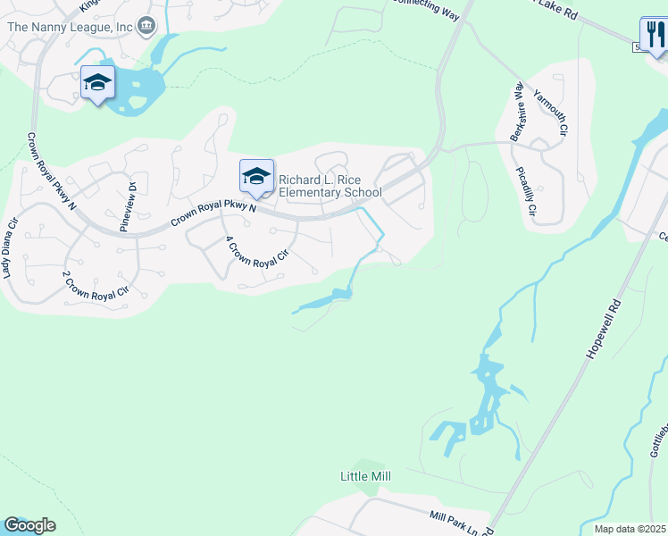 map of restaurants, bars, coffee shops, grocery stores, and more near 20 Queen Anne Court in Evesham