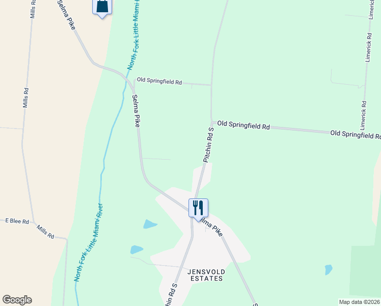 map of restaurants, bars, coffee shops, grocery stores, and more near 5251 Pitchin Road South in Springfield