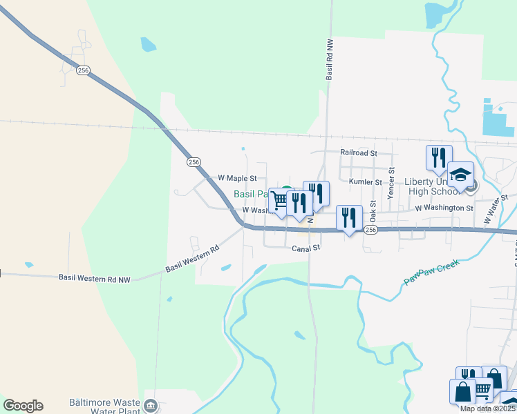 map of restaurants, bars, coffee shops, grocery stores, and more near 109 North Liberty Street in Baltimore