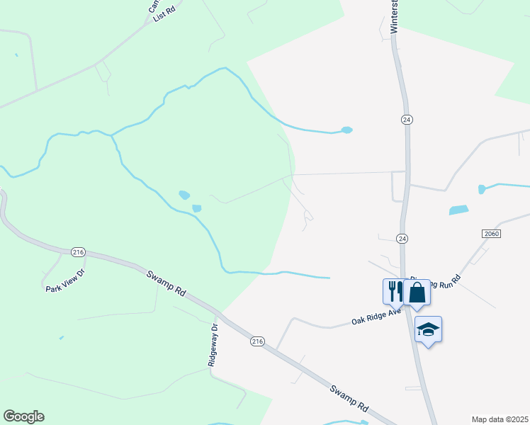 map of restaurants, bars, coffee shops, grocery stores, and more near 4150 Sycamore Lane in Red Lion
