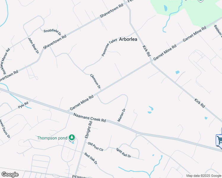 map of restaurants, bars, coffee shops, grocery stores, and more near 3628 Garnet Mine Road in Garnet Valley
