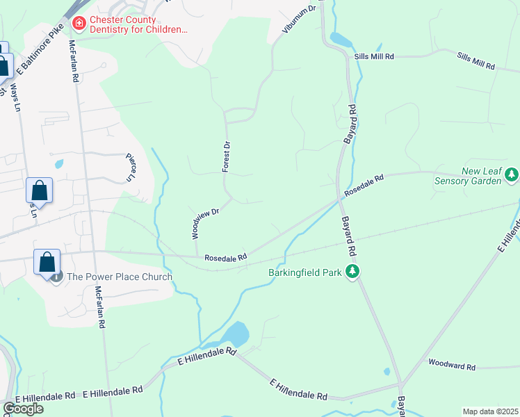 map of restaurants, bars, coffee shops, grocery stores, and more near 103 Forest Drive in Kennett Square