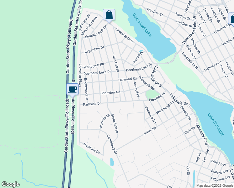 map of restaurants, bars, coffee shops, grocery stores, and more near 1921 Pineview Road in Forked River