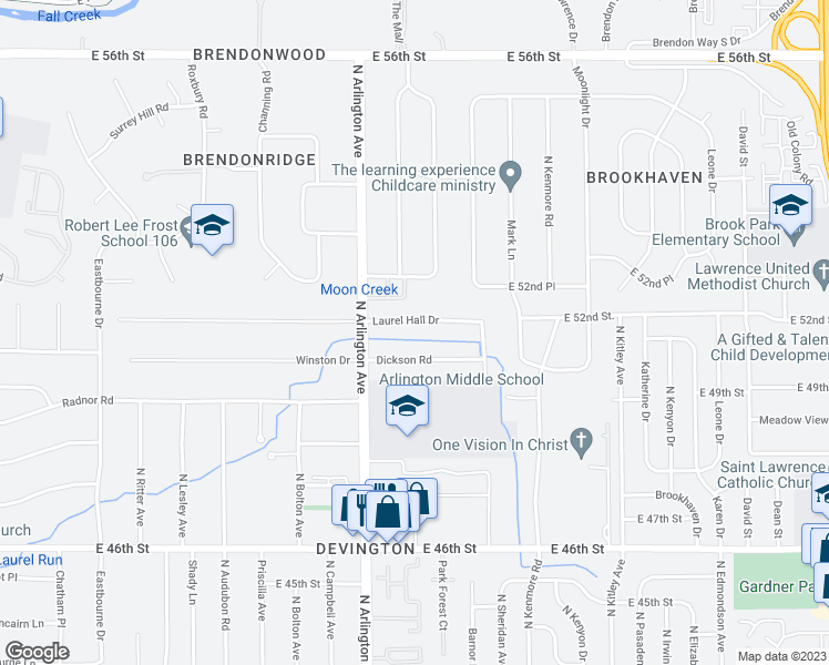 map of restaurants, bars, coffee shops, grocery stores, and more near 6062 Laurel Hall Drive in Indianapolis
