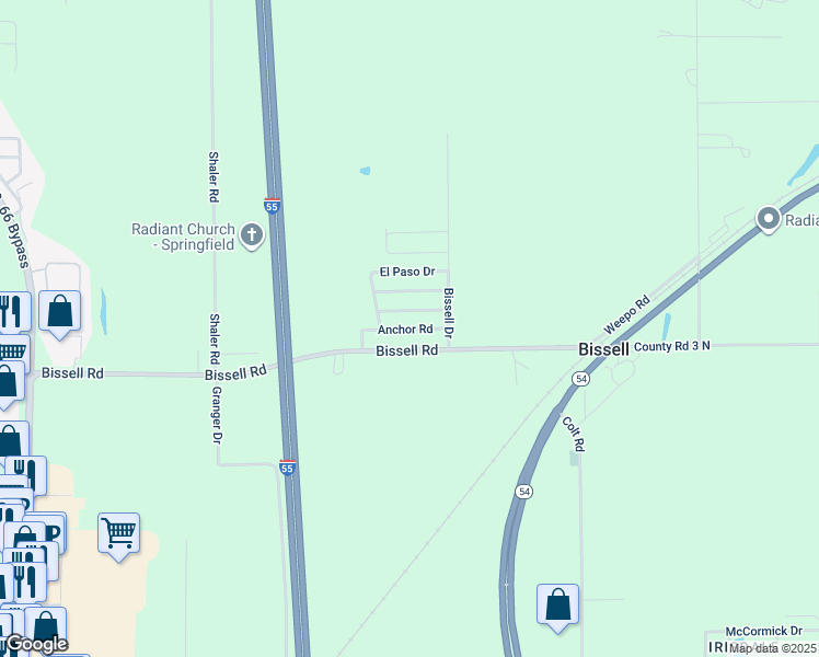 map of restaurants, bars, coffee shops, grocery stores, and more near 2-98 Castings Road in Springfield