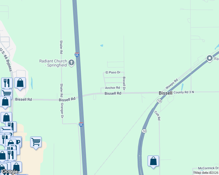 map of restaurants, bars, coffee shops, grocery stores, and more near Tipple Drive in Springfield