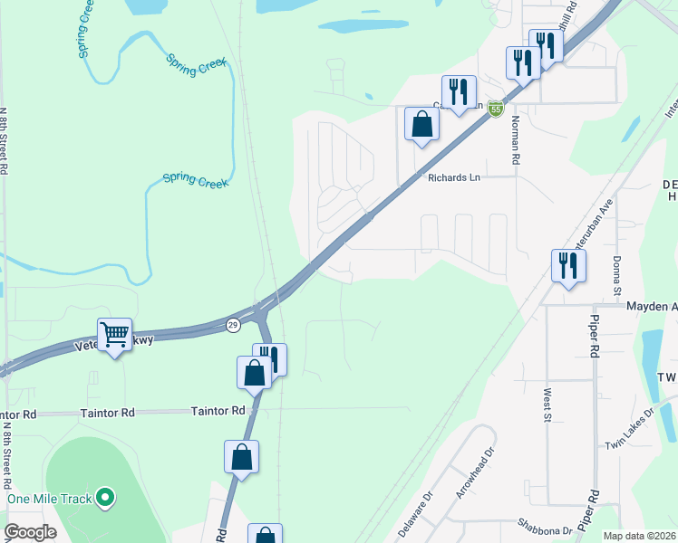 map of restaurants, bars, coffee shops, grocery stores, and more near 1 Bayberry Row in Springfield