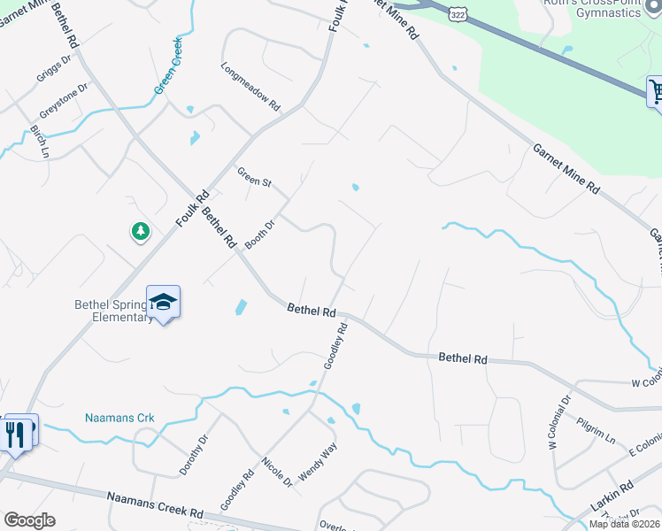 map of restaurants, bars, coffee shops, grocery stores, and more near 1540 Grand Oak Lane in Garnet Valley