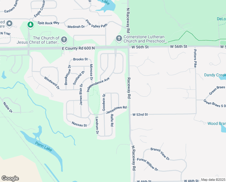map of restaurants, bars, coffee shops, grocery stores, and more near 5655 Crump Lane in Indianapolis