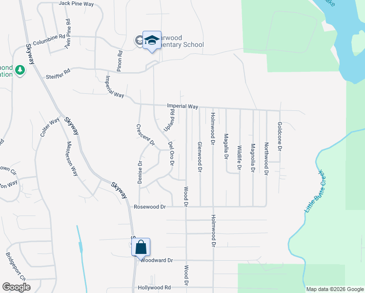 map of restaurants, bars, coffee shops, grocery stores, and more near 14807 Wood Drive in Magalia