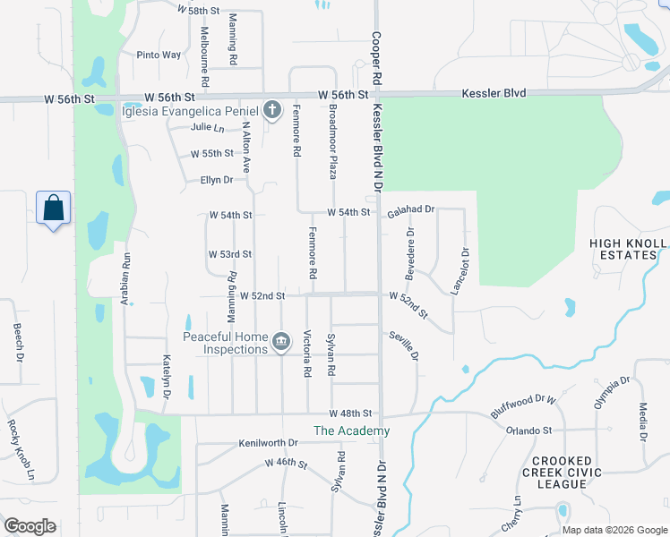 map of restaurants, bars, coffee shops, grocery stores, and more near 5240 Broadmoor Plaza in Indianapolis