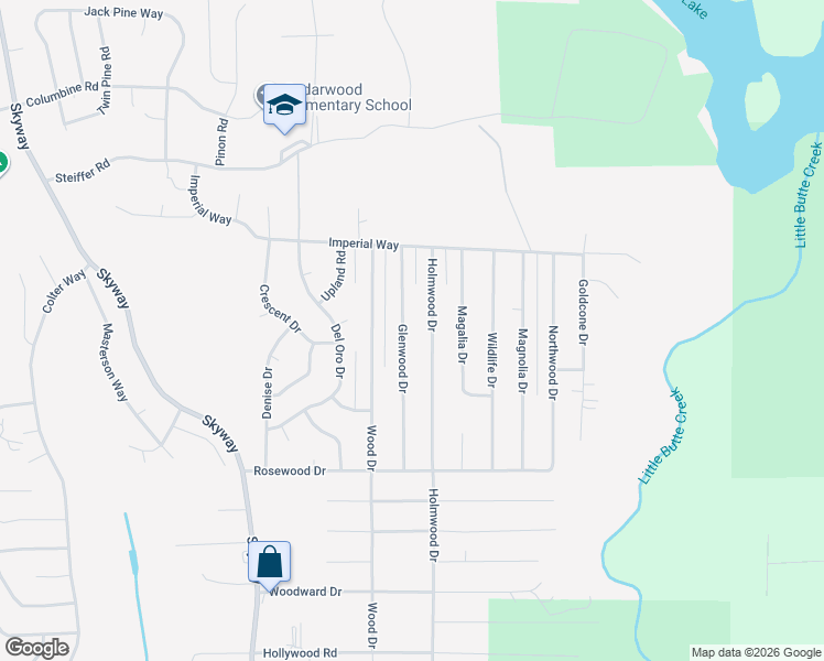 map of restaurants, bars, coffee shops, grocery stores, and more near 14810 Glenwood Drive in Magalia
