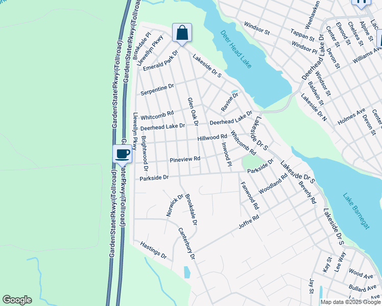 map of restaurants, bars, coffee shops, grocery stores, and more near 1942 Sweetwood Drive in Lacey Township