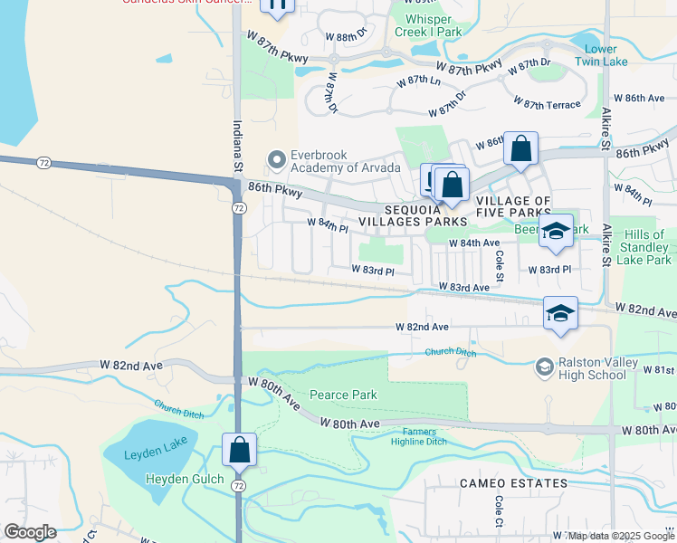 map of restaurants, bars, coffee shops, grocery stores, and more near 14260 West 83rd Place in Arvada